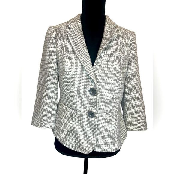 THE LIMITED WOMENS 3/4 SLEEVE BUSINESS BLAZER JACKET GRAY & WHITE SIZE MEDIUM - Picture 1 of 11